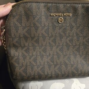 Michael Kors Brown Monogram Crossbody Bag And Matching Wallet